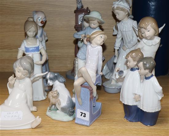 Thirteen Lladro and Nao porcelain figures